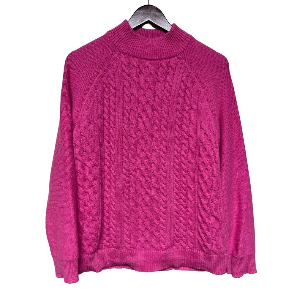 Gap Factory Pink Cable Knit Mock Neck Long Sleeve Sweater Women's Large